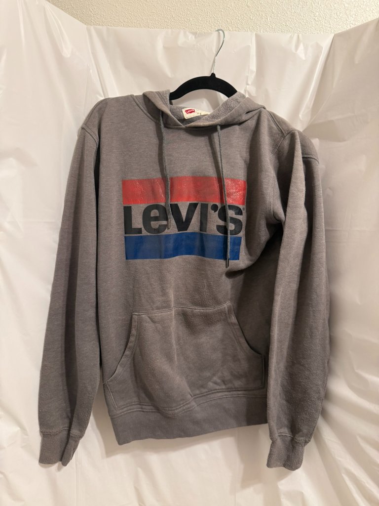 Levis Grey Graphic Logo Pullover Hoodie Size S